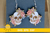 Floral skull earrings SVG