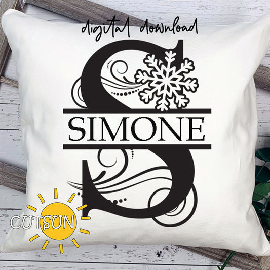 Snowflakes Split Alphabet SVG 26 letters | Split Monogram