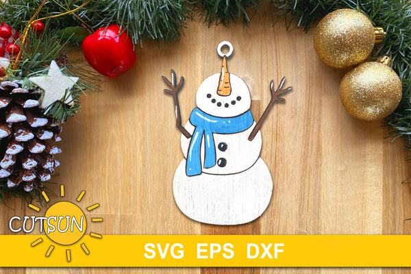 Christmas ornament Snowman Looking up - SVG digital download laser cut file