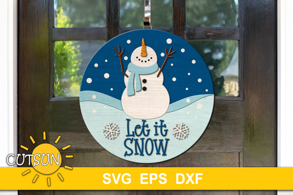 Snowman door hanger SVG cut file