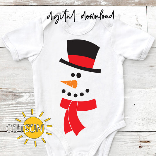 Snowman face with a hat and a scarf