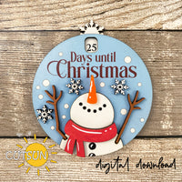 Christmas Countdown SVG Snowman SVG Laser cut file