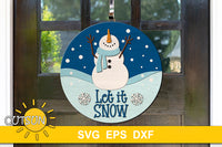 Let it snow door hanger with a snowman looking up svg digital download