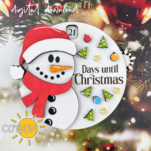 Christmas Countdown SVG Snowman SVG Laser cut file