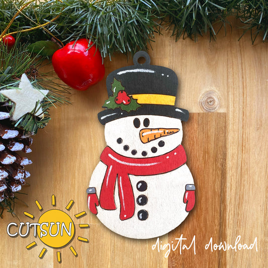 Snowman Christmas ornament SVG Snowman SVG Laser cut file Glowforge svg Cricut SVG