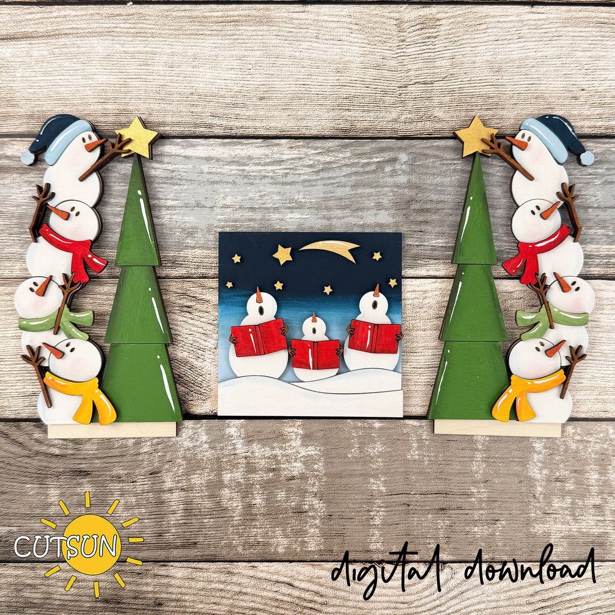 Snowman Christmas Farmhouse Window Add-On – Laser Cut Files