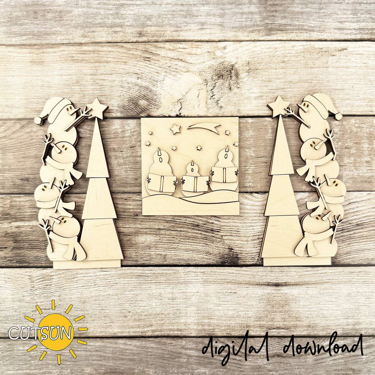 Snowman Christmas Farmhouse Window Add-On – Laser Cut Files