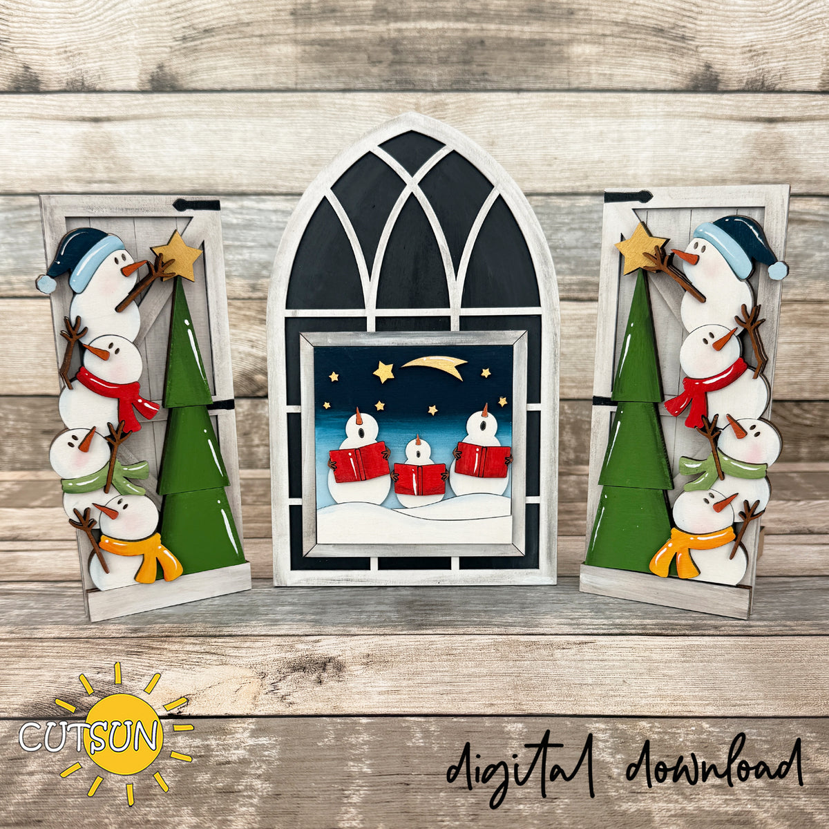Snowman Christmas Farmhouse Window Add-On – Laser Cut Files
