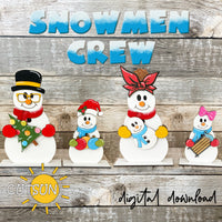 Snowmen Crew shelf sitters SVG Interchangeable Snowman shelf sitters with add-ons SVG Christmas decor Winter decor SVG Laser cut file