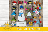 Snowmen Crew shelf sitters SVG Interchangeable Snowman shelf sitters with add-ons SVG Christmas decor Winter decor SVG Laser cut file