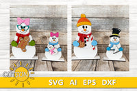 Snowmen Crew shelf sitters SVG Interchangeable Snowman shelf sitters with add-ons SVG Christmas decor Winter decor SVG Laser cut file