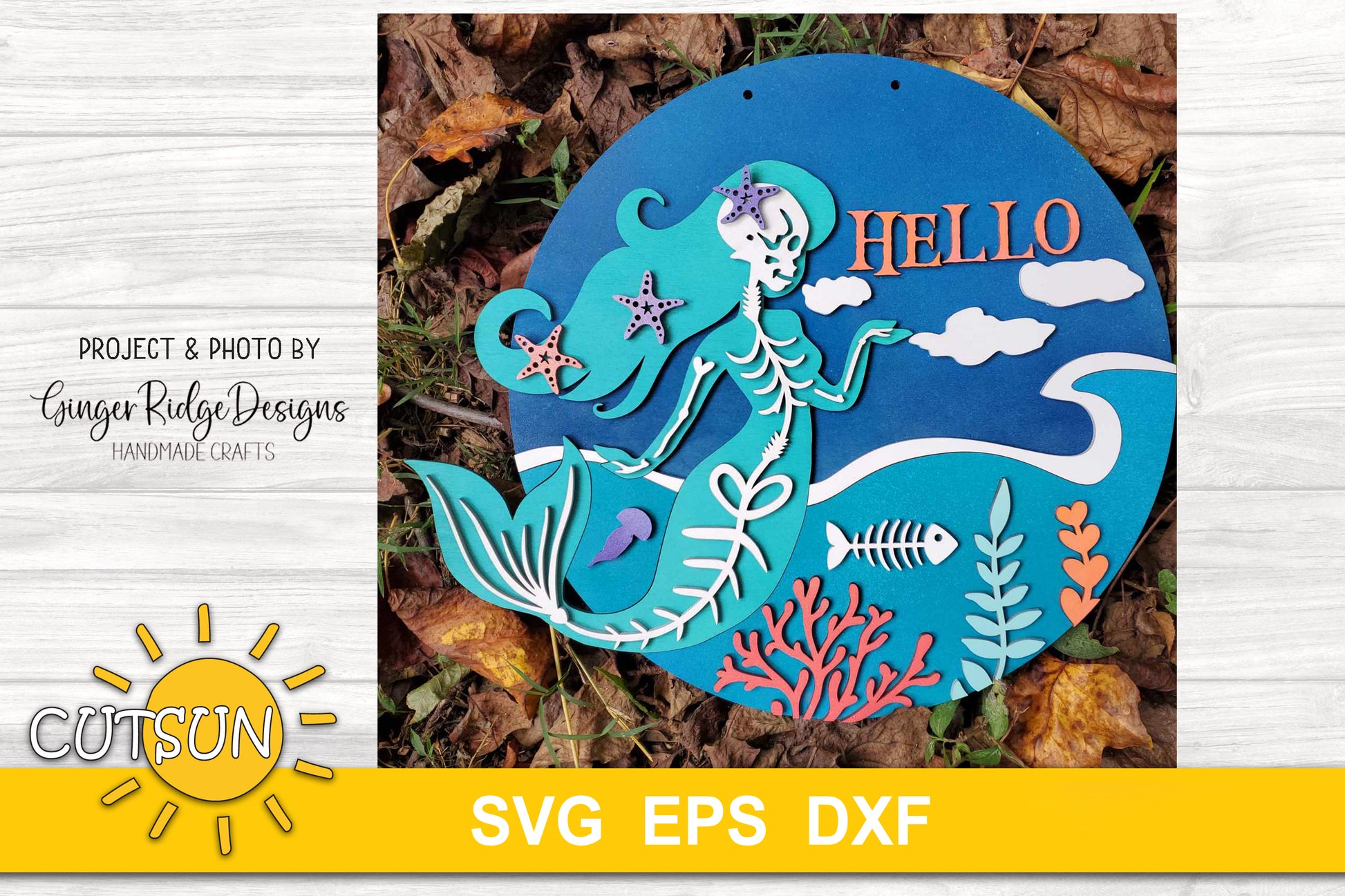Spooky Mermaid door hanger SVG