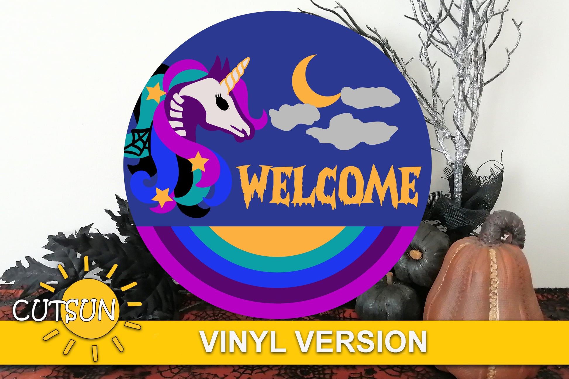 Spooky unicorn door hanger SVG