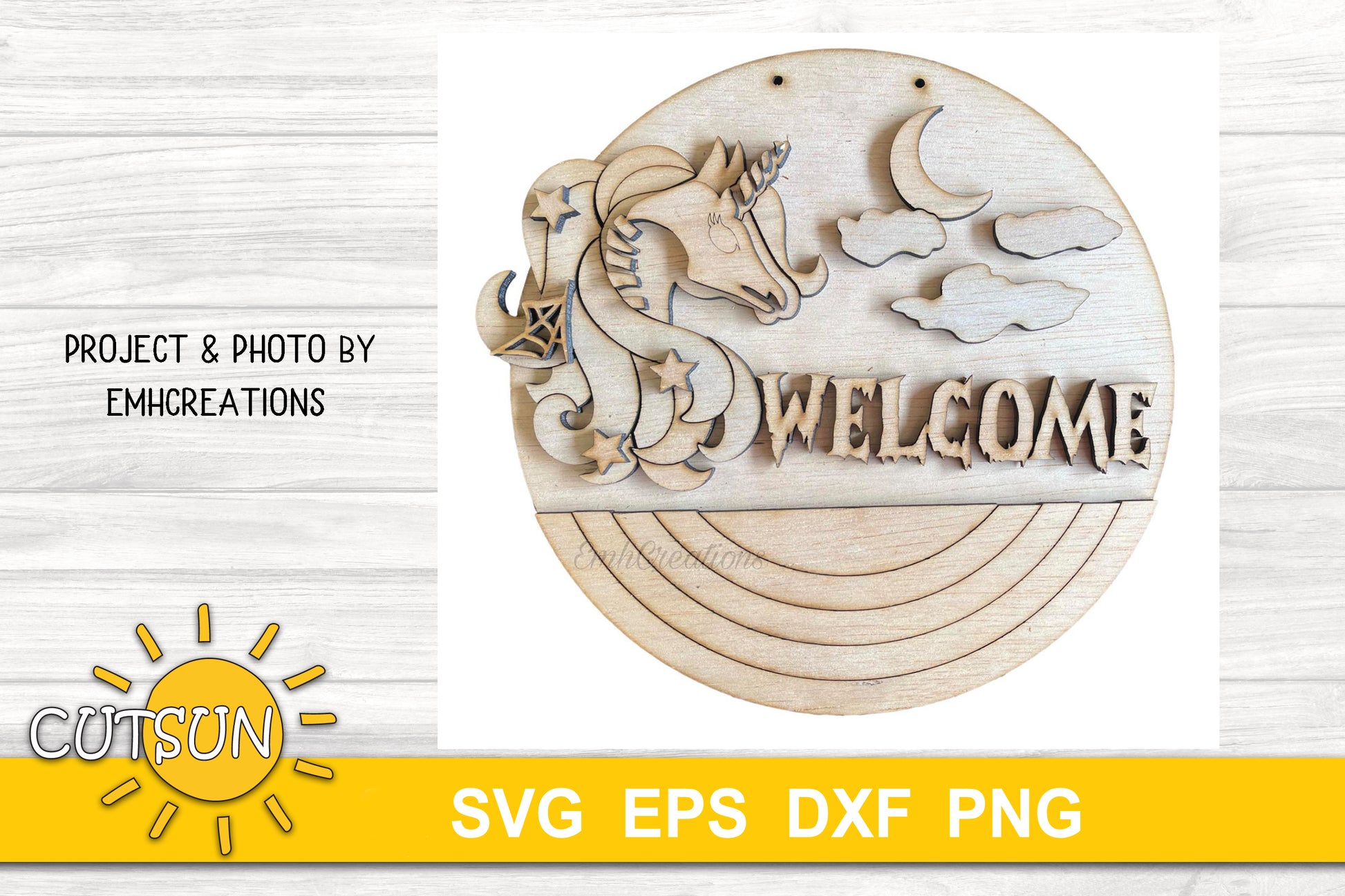 Spooky unicorn door hanger SVG