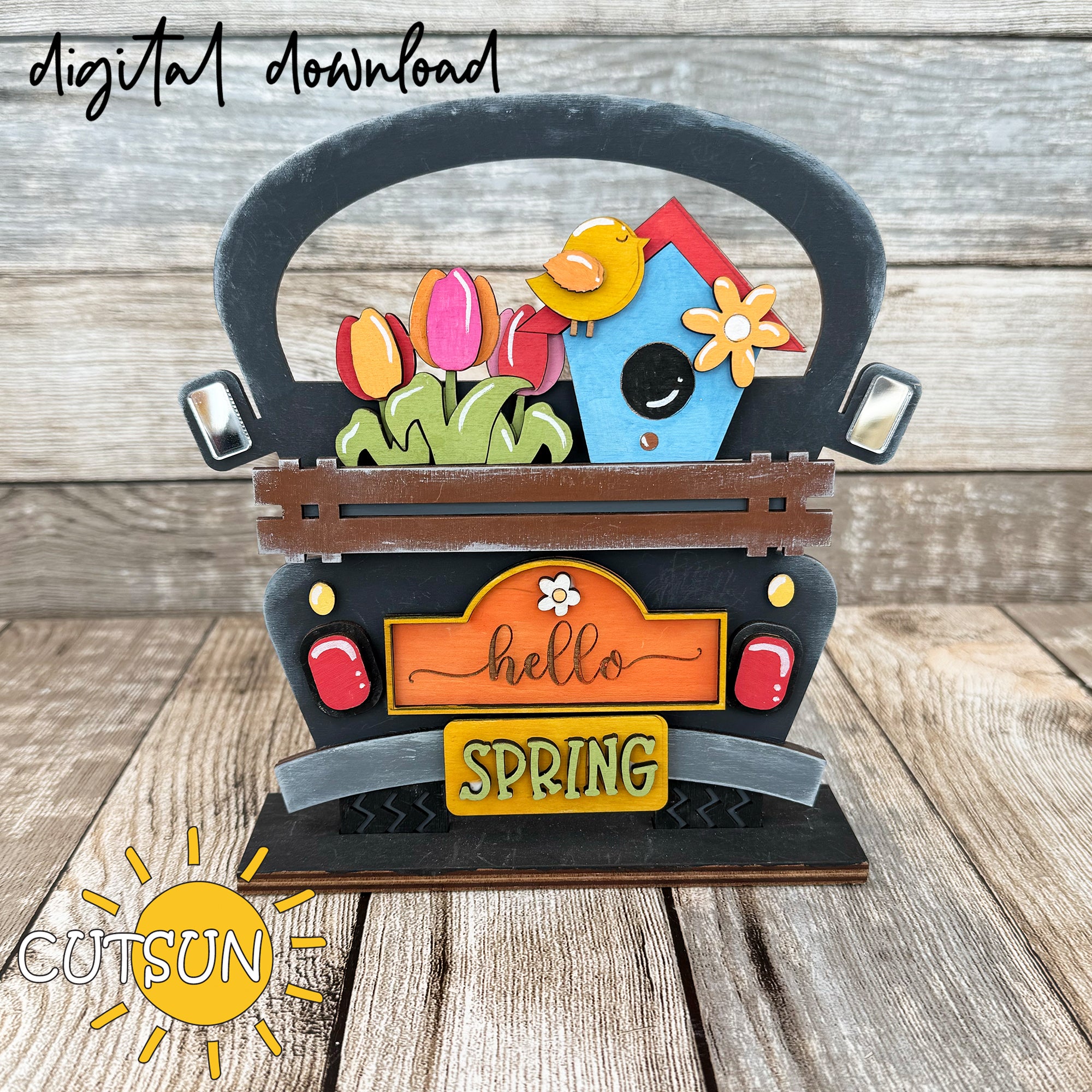 Hello Spring Tractor Hello Spring Add-on for Interchangeable Farmhouse Truck / Garden Wheel ...