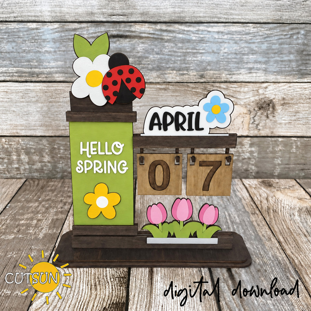 Spring Add-On SVG Set for Interchangeable Desktop Calendar - Laser cut file