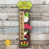 Hello Spring porch sign add-on Spring Gnome SVG with a free Interchangeable Porch leaner SVG included Glowforge SVG Laser cut file