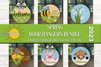 Spring door hangers SVG bundle for use with laser cutters and Cricut / Silhouette craft cutting machines