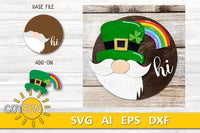 Interchangeable Round Gnome door hanger SVG St Patrick's day Add-on Gnome Hi Door hanger svg Glowforge SVG Laser cut file