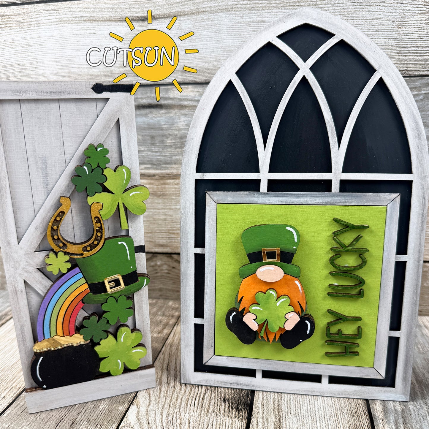 St. Patrick’s Day Gnome Add-On for Farmhouse Interchangeable Window | Laser Cut Digital Files