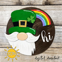 Interchangeable Round Gnome door hanger SVG St Patrick's day Add-on Gnome Hi Door hanger svg Glowforge SVG Laser cut file