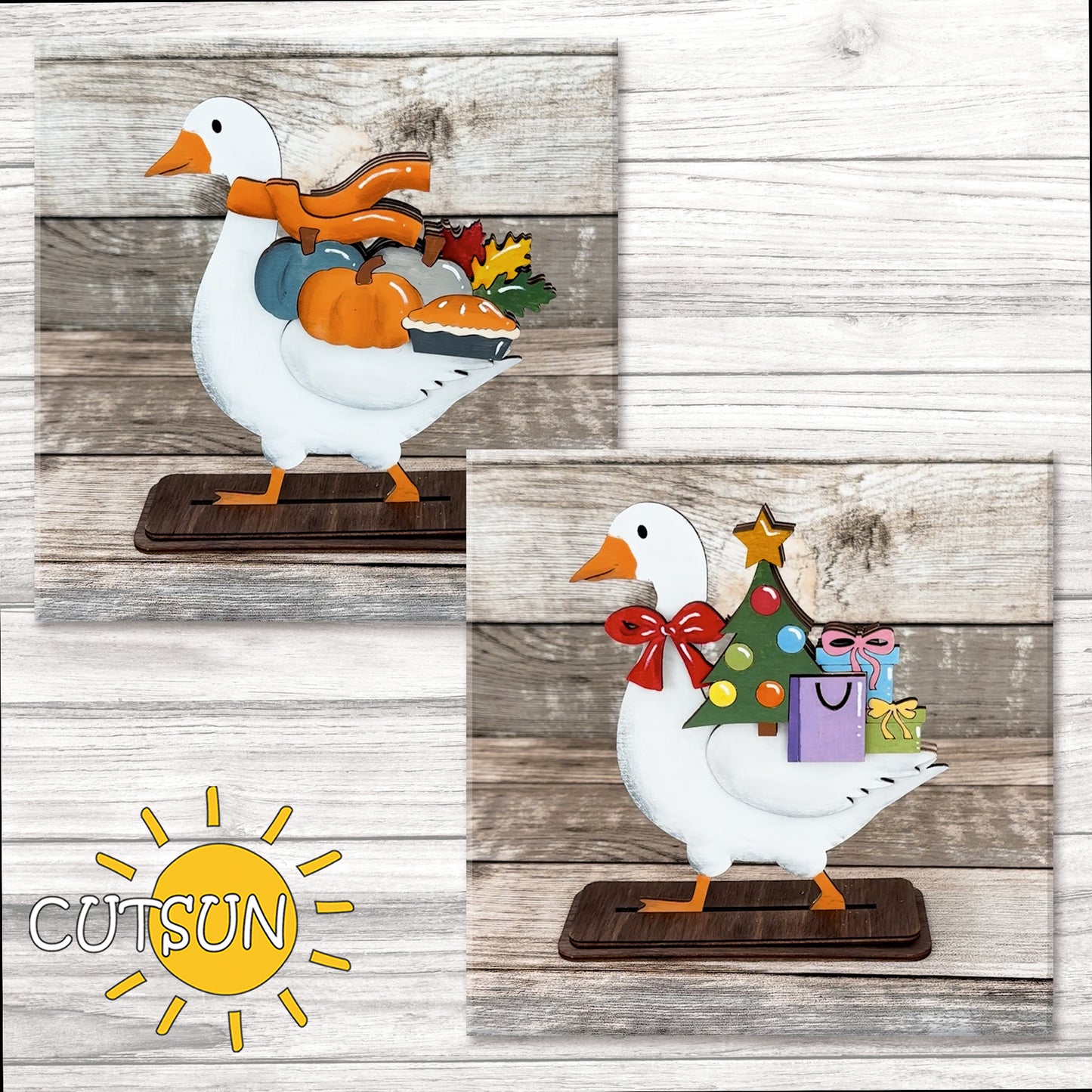 Goose Shelf Sitter SVG – Laser Cut Base File for Interchangeable Add-Ons