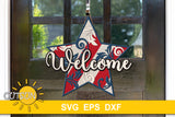 Vintage star door hanger SVG | Patriotic welcome sign SVG