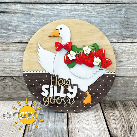 Laser cut strawberry add-on for interchangeable goose door hanger with bowtie and flowers