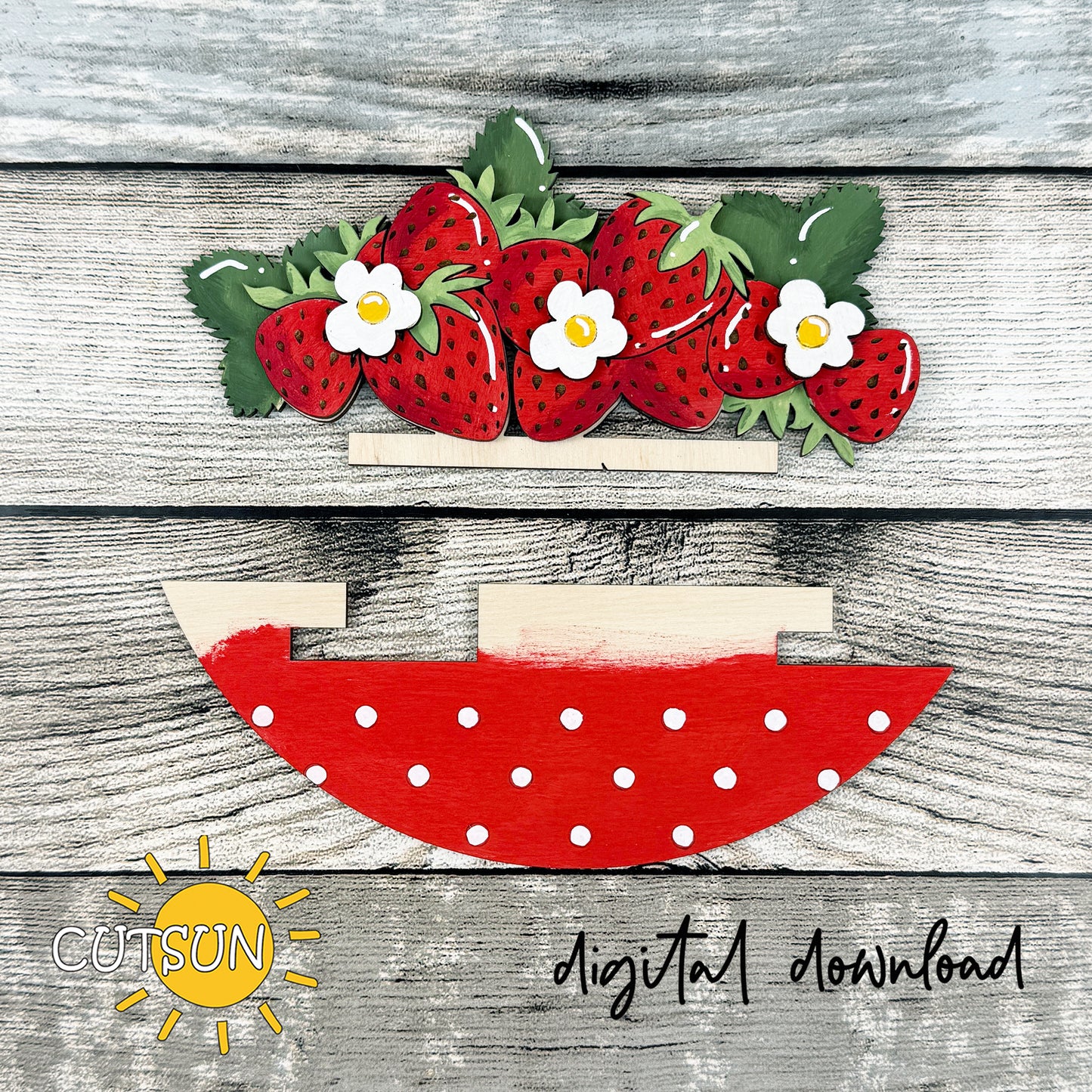 Strawberries Add-On SVG for Interchangeable Round Sign – Summer Strawberry Insert