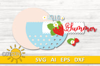 Hello Summer Strawberries Door hanger SVG