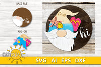 Interchangeable Round Gnome door hanger SVG Summer Gnome svg Beach house svg Add-on Gnome Hi Door hanger svg Glowforge SVG Laser cut file