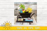 Summer SVG Add-on for Interchangeable Farmhouse Truck / Garden Wheelbarrow SVG Hello summer svg Laser cut file Glowforge svg