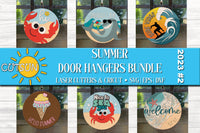 Summer door hangers bundle SVG digital downloads for use with laser cutters and Cricut / Silhouette craft cutting machines