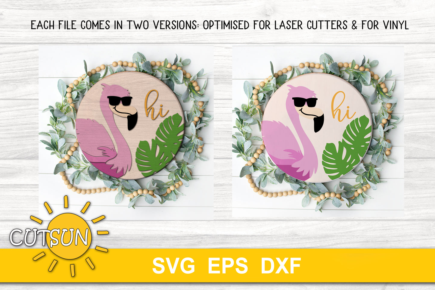 Flamingo door hanger - showing the two versions the SVG files come in
