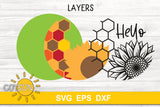 Sunflower with hexagons door hanger SVG
