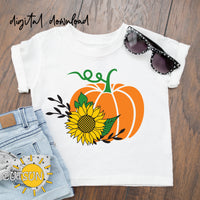 Fall SVG | Pumpkin with Sunflower SVG | Floral pumpkin SVG