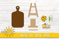 Hello Summer Sunflowers Add-on and Interchangeable Cutting board decor SVG Glowforge SVG Laser cut file