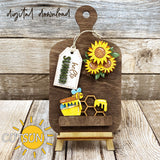 Hello Summer Sunflowers Add-on and Interchangeable Cutting board decor SVG Glowforge SVG Laser cut file