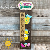 Sweet Summer porch sign add-on with a free Interchangeable porch leaner SVG Summer vertical porch sign SVG Summer decor Laser cut file