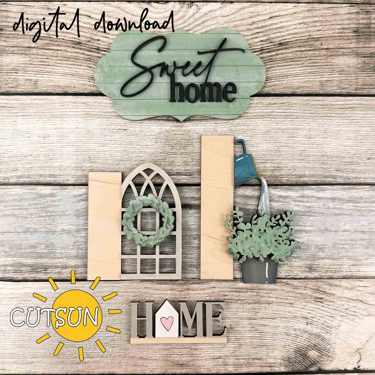 Sweet Home Add-On for Interchangeable Vertical Porch Leaner | Farmhouse Porch Decor Laser Cut File