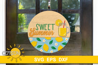 Sweet summer with a glass of lemonade, lemons and flowers SVG digital download
