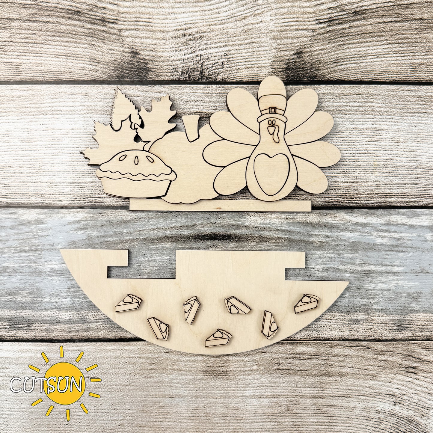 Thanksgiving Round Sign Add-On SVG | Interchangeable Door Sign Insert | Layered Laser Cut File