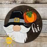 Interchangeable Round Gnome door hanger SVG Gnome svg Thanksgiving Gnome svg Add-on Gnome Hi Door sign svg Glowforge SVG Laser cut file