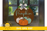 Three pumpkins Hello pumpkin door hanger SVG