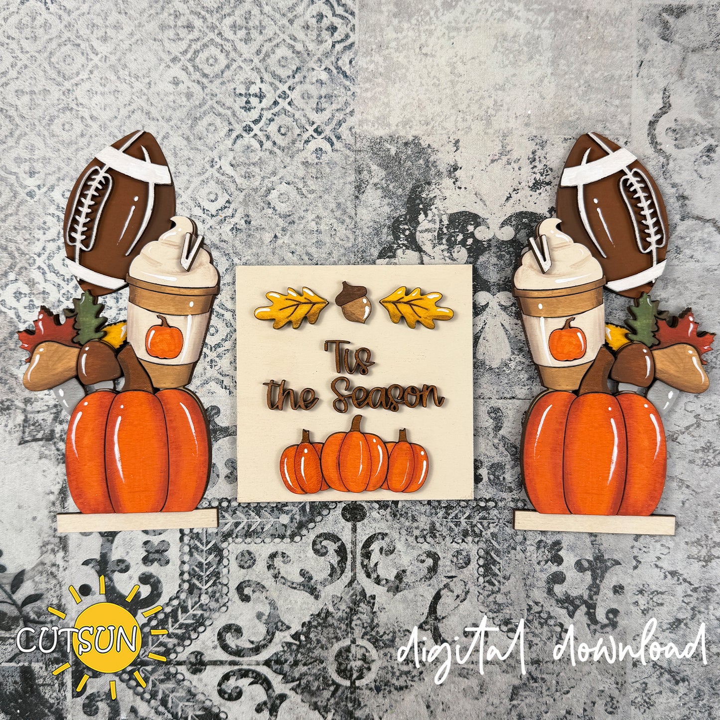 Fall Farmhouse Window Add-On SVG – Pumpkin Football Fall Interchangeable Decor File