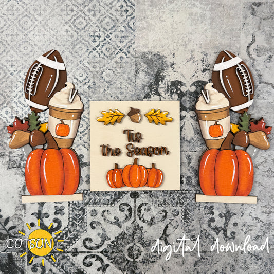 Fall Farmhouse Window Add-On SVG – Pumpkin Football Fall Interchangeable Decor File