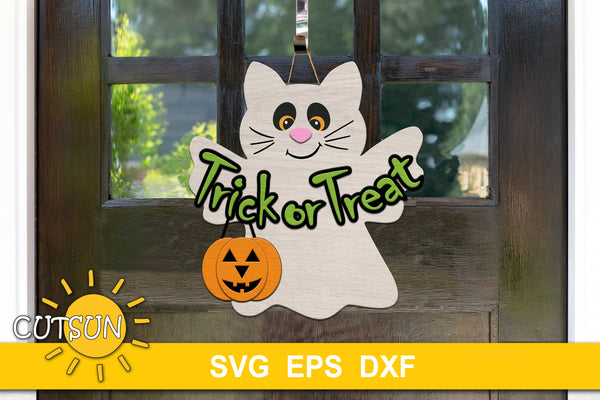 Cat ghost door hanger SVG