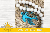 Turtle Keychain SVG Sea Turtle svg Laser Cut File Beach SVG Beach Keychain Svg Car Charm Svg - Glowforge File