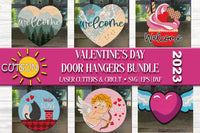 Valentine's day door hangers SVG bundle for use with laser cutters and Silhouette / Cricut craft cutting machines