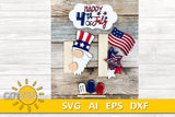 4th of July porch sign add-on with a free Interchangeable Porch leaner SVG Patriotic Gnome vertical porch sign Summer decor Laser cut file